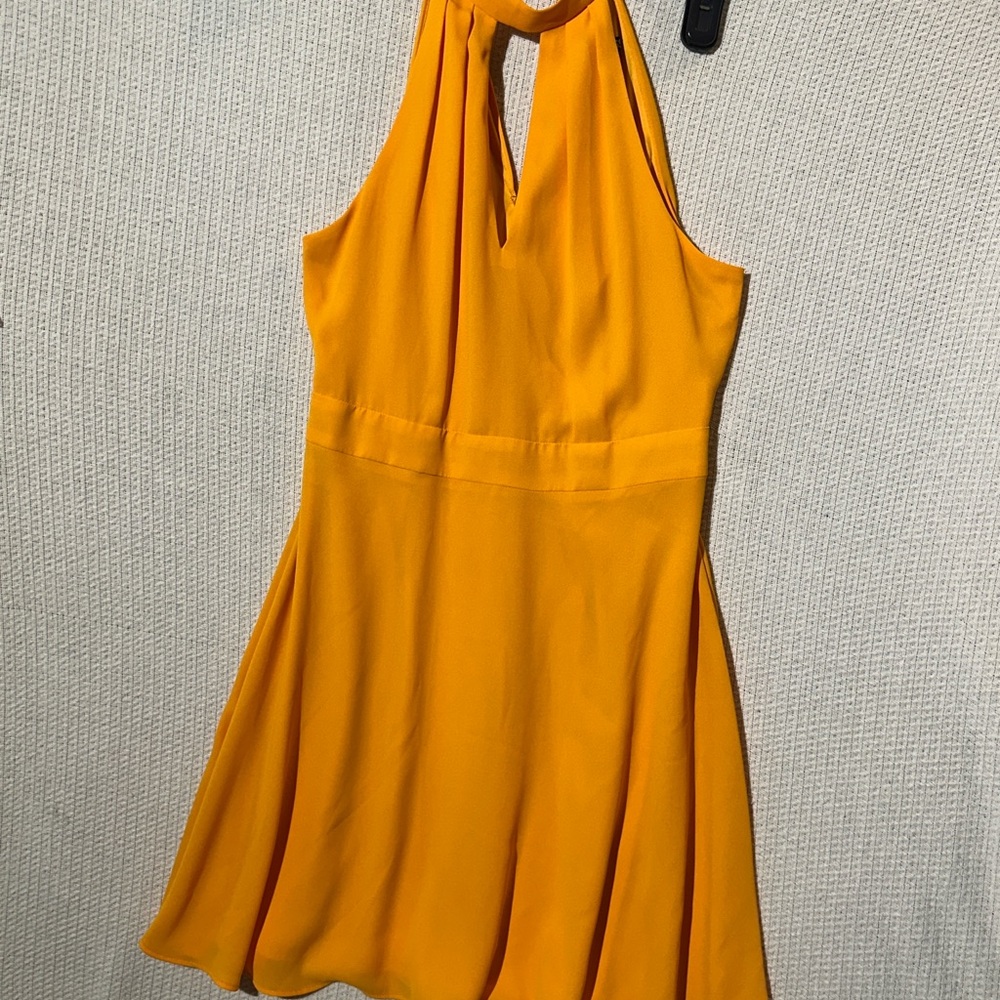 Express Golden Yellow Halter Skater Mini Dress